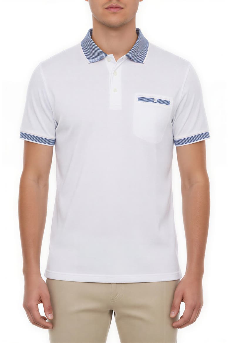 Tipped Knit Polo, Main, color, WHITE