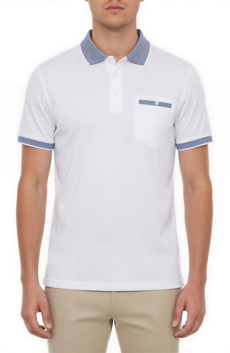 Victor Emmanuel Tipped Knit Polo, Main, color, White