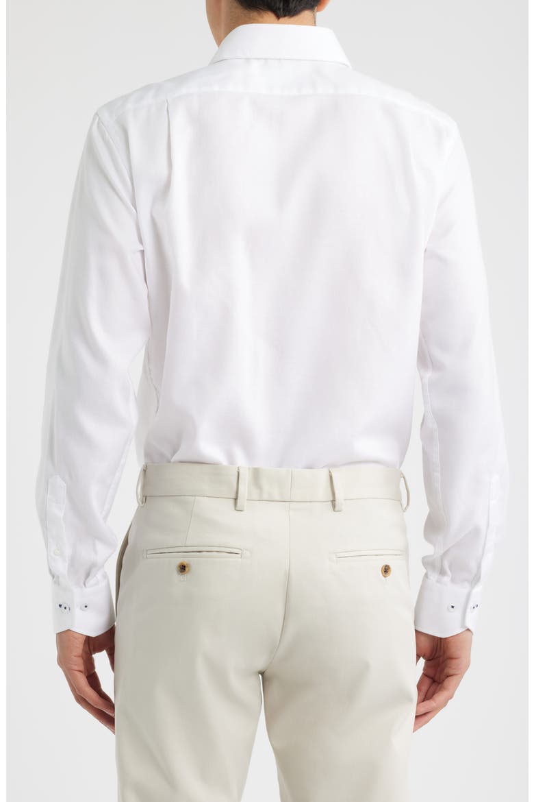 Trim Fit White Cotton Herringbone Dress Shirt, Alternate, color, WHITE