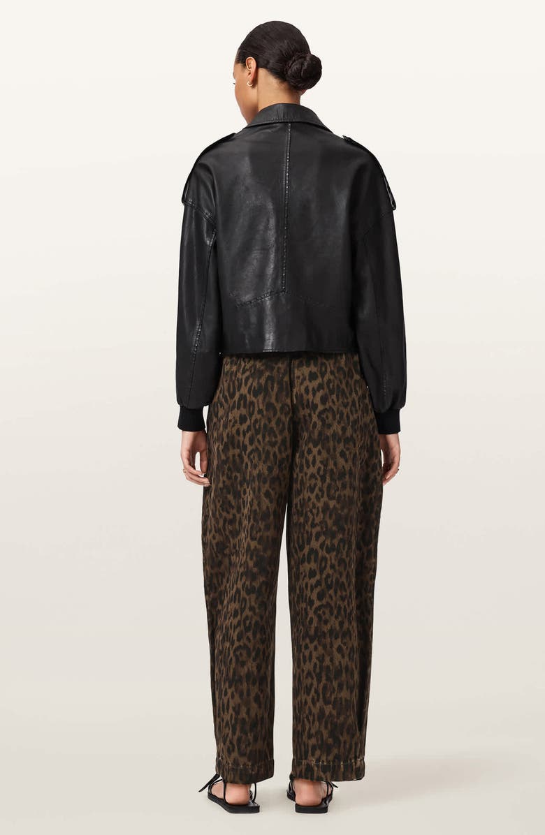 AllSaints Becca Pleated Cotton Blend Trousers, Alternate, color, Leppo Brown