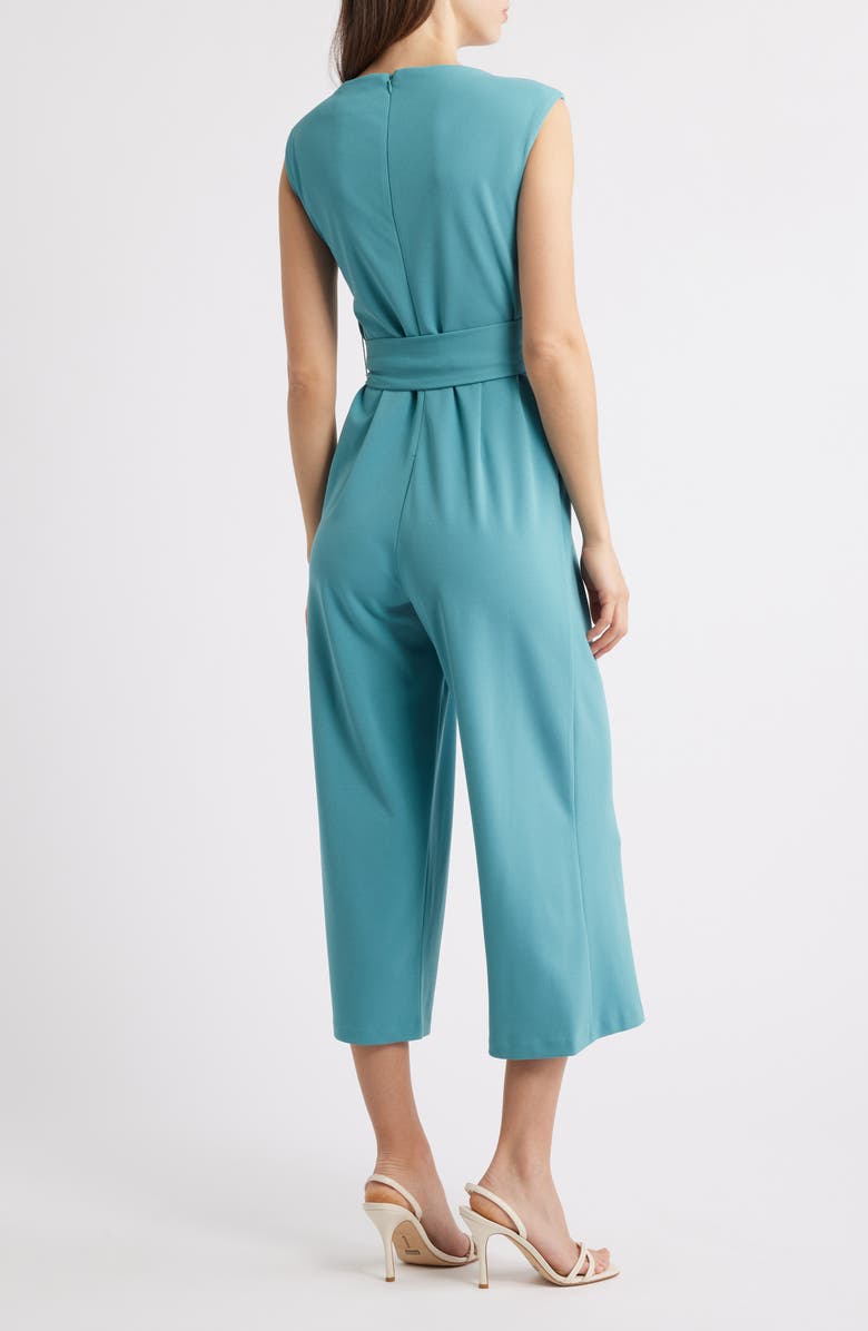 Tahari ASL Side Knot Scuba Crepe Jumpsuit, Alternate, color, Eucalyptus