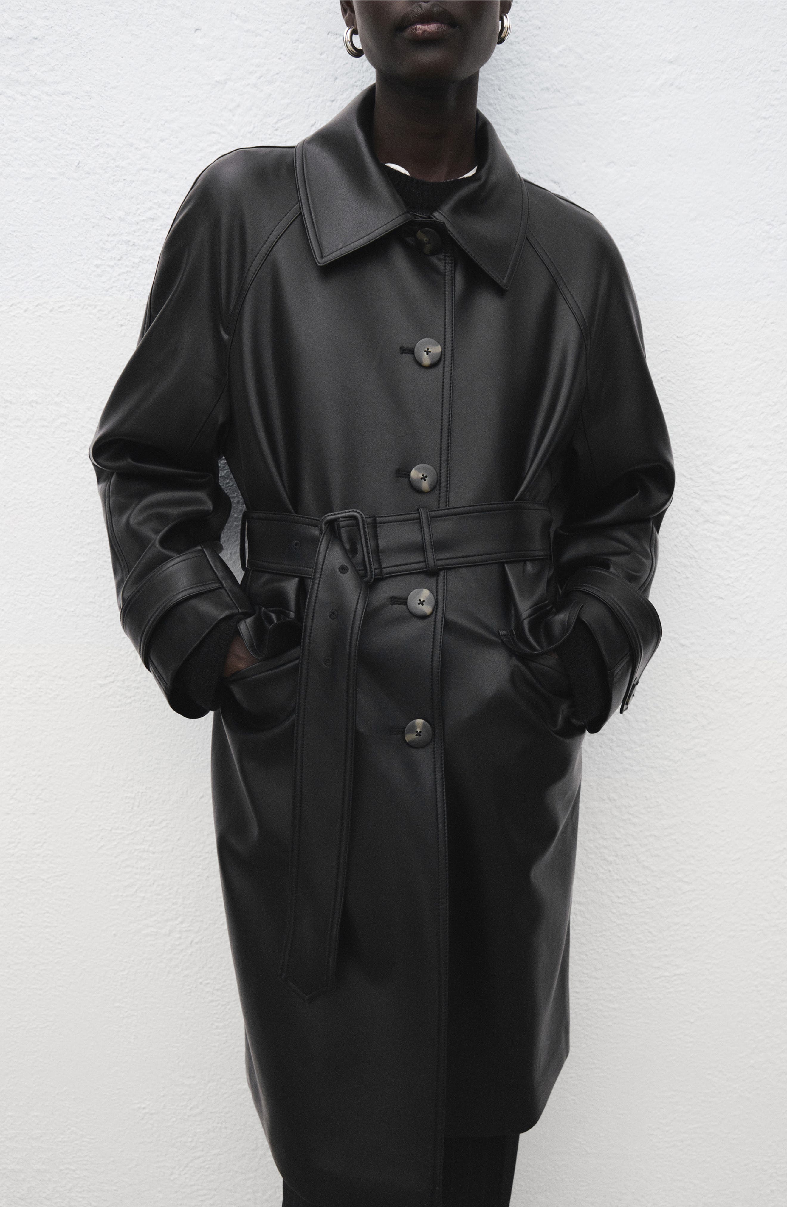 Longline Faux Leather Coat - image 2
