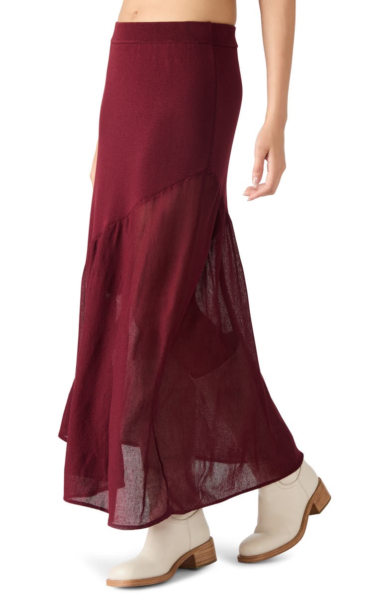 Steve Madden Aneira Asymmetric Knit Maxi Skirt, Alternate, color, Wine