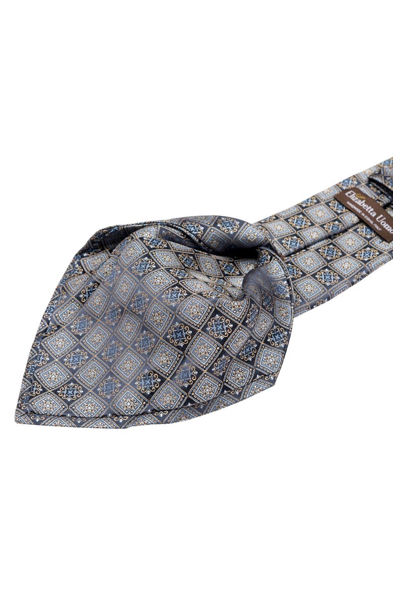 De Sica - Silk Jacquard Tie for Men, Alternate, color, Navy and Blue