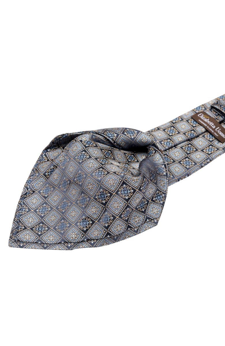 Elizabetta De Sica - Extra Long Silk Jacquard Tie for Men, Alternate, color, Navy And Blue