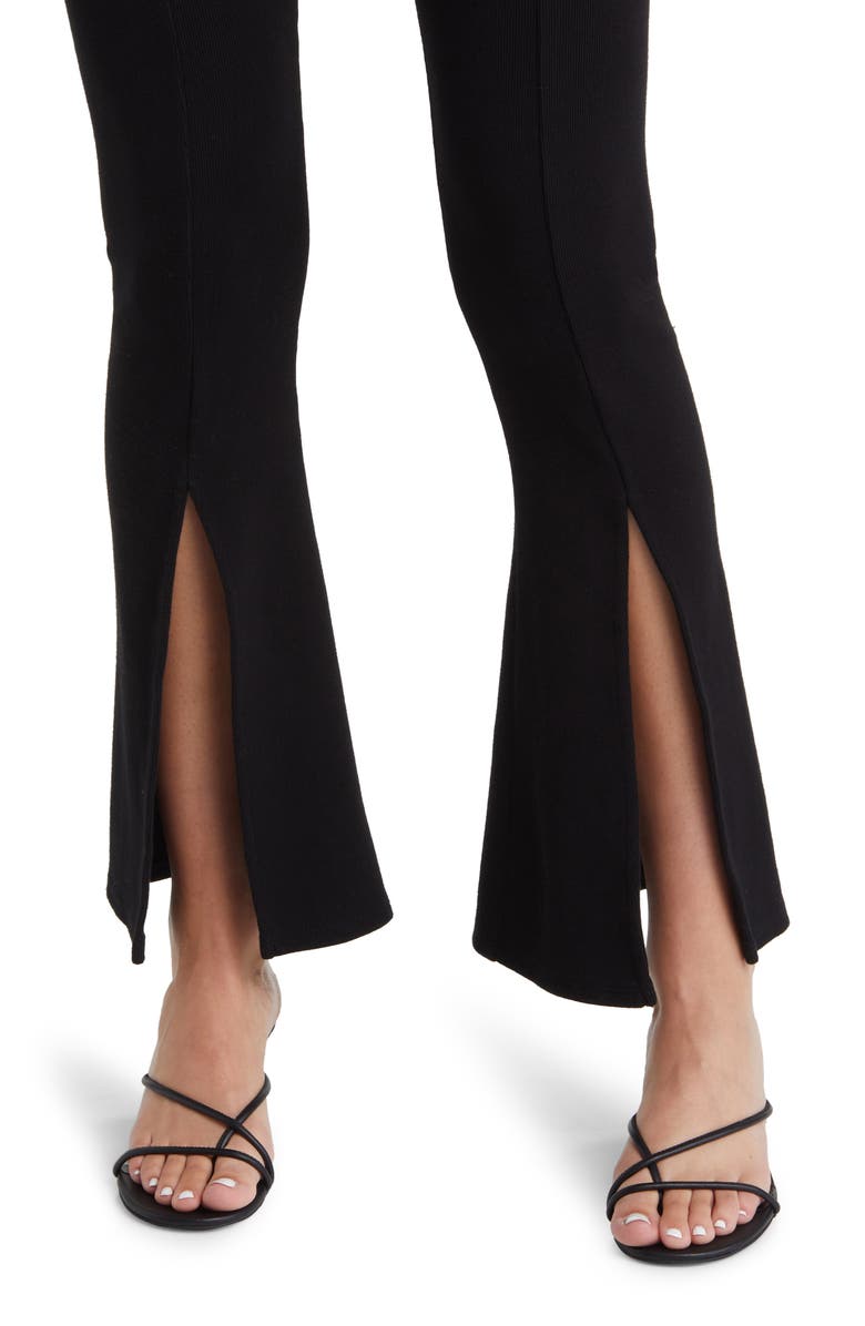 AG x EmRata Morrison High Waist Flare Rib Knit Pants, Alternate, color, True Black