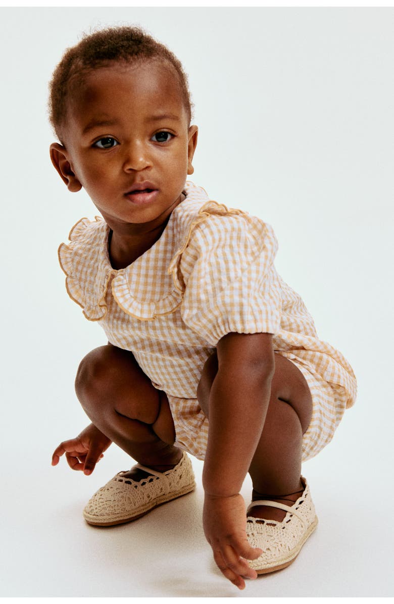 H&M 3-piece Cotton Set, Alternate, color, Dusty Yellow/Checked