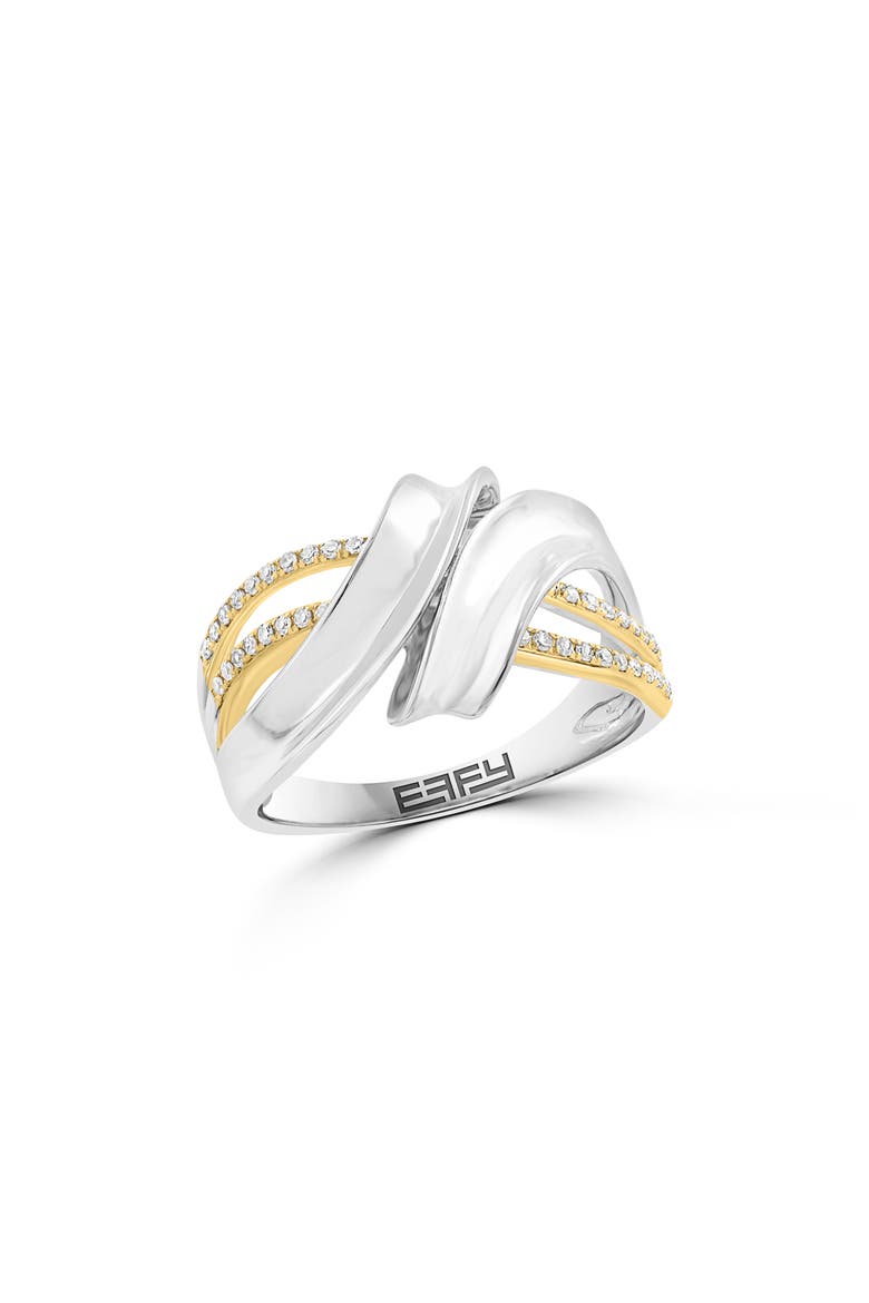 Sterling Silver & 14K Gold Diamond Ring - 0.14ct., Main, color, SILVER/GOLD