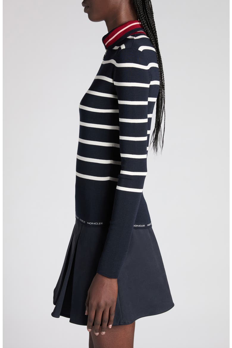 Stripe Virgin Wool Quarter Zip Pullover, Alternate, color, STRIPE