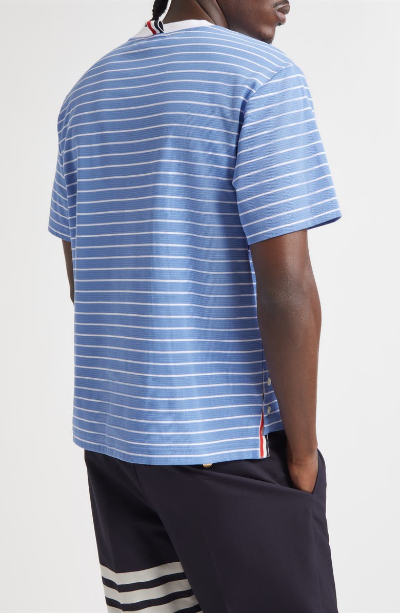 Thom Browne Milano Stripe Short Sleeve Pocket T-Shirt, Alternate, color, Blue/ White