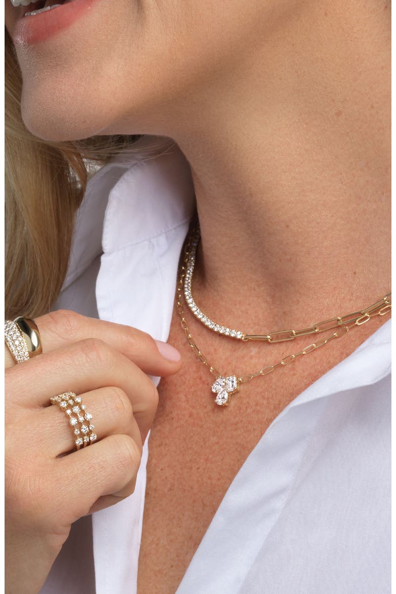 Multi Shape Cluster Lab Diamond Necklace in 14K, Alternate, color, Yellow Gold