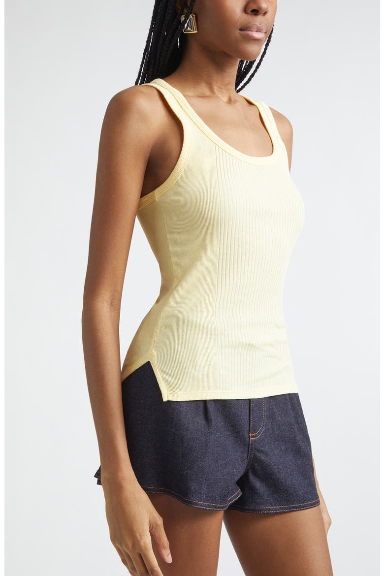 The Rond Carré Rib Cotton Tank, Alternate, color, LIGHT YELLOW