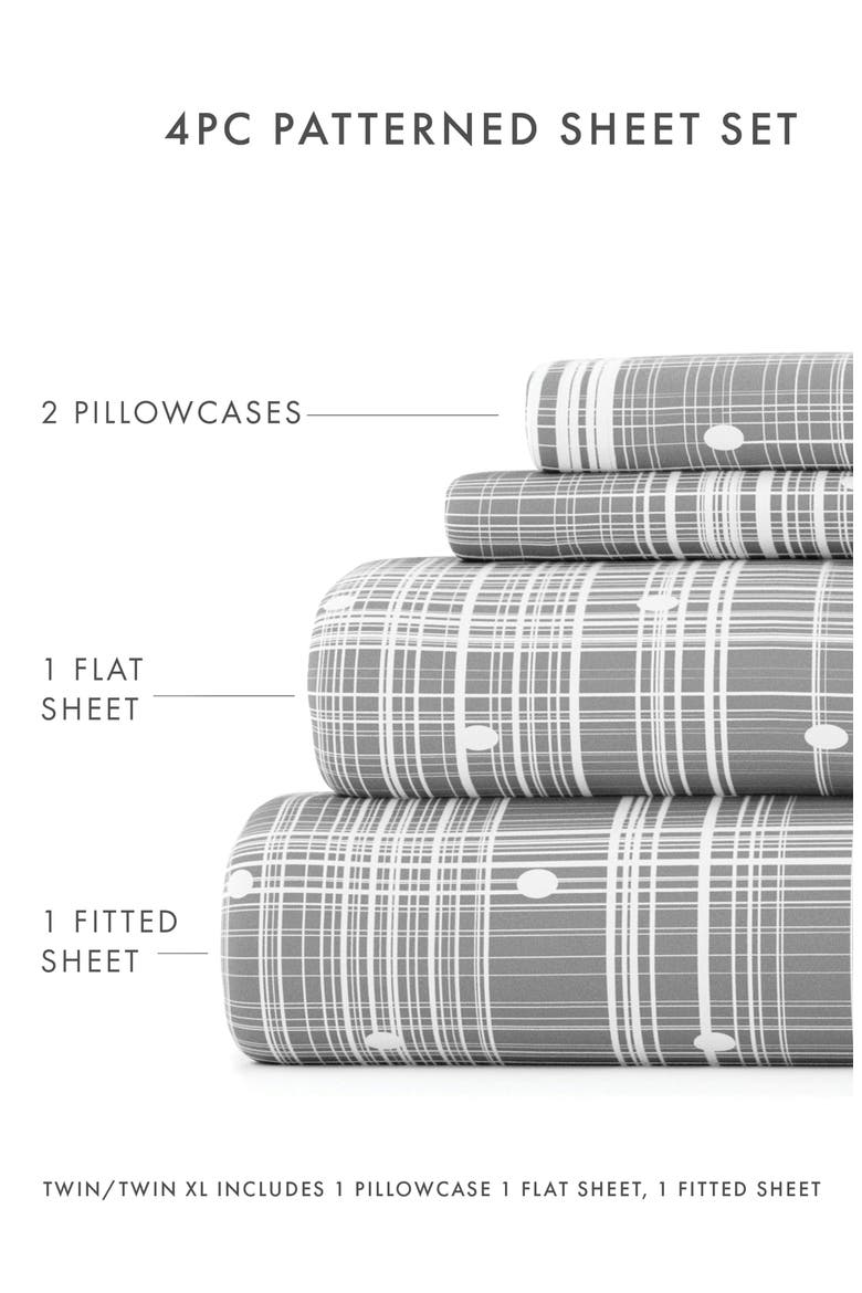 HOME SPUN Premium Ultra Soft Polka Dot Pattern 4-Piece Bed Sheet Set, Alternate, color, GRAY