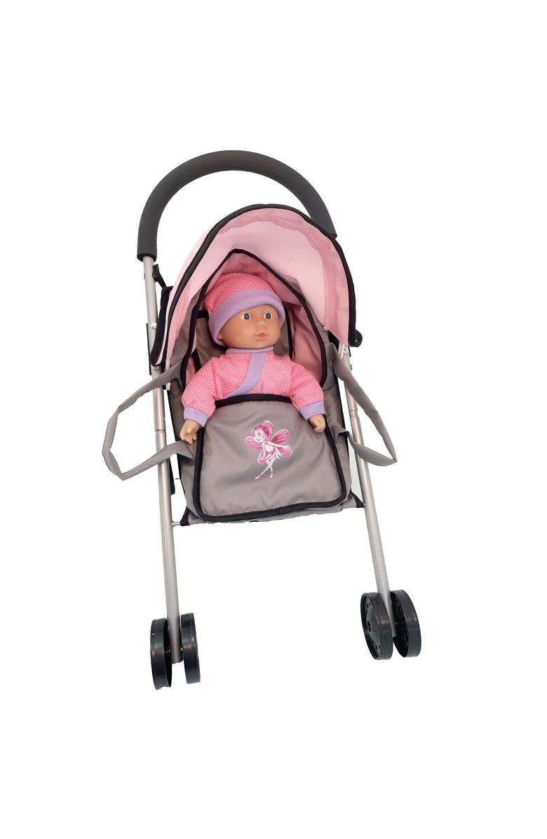 DIMIAN Bambolina Doll Buggy Set Includes 11.5" (29Cm) Soft Doll & Carrier Cot 3+, Main, color, Multicolored
