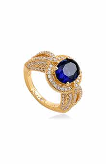 Oval-Cut Blue Cubic Zirconia Pav Ring