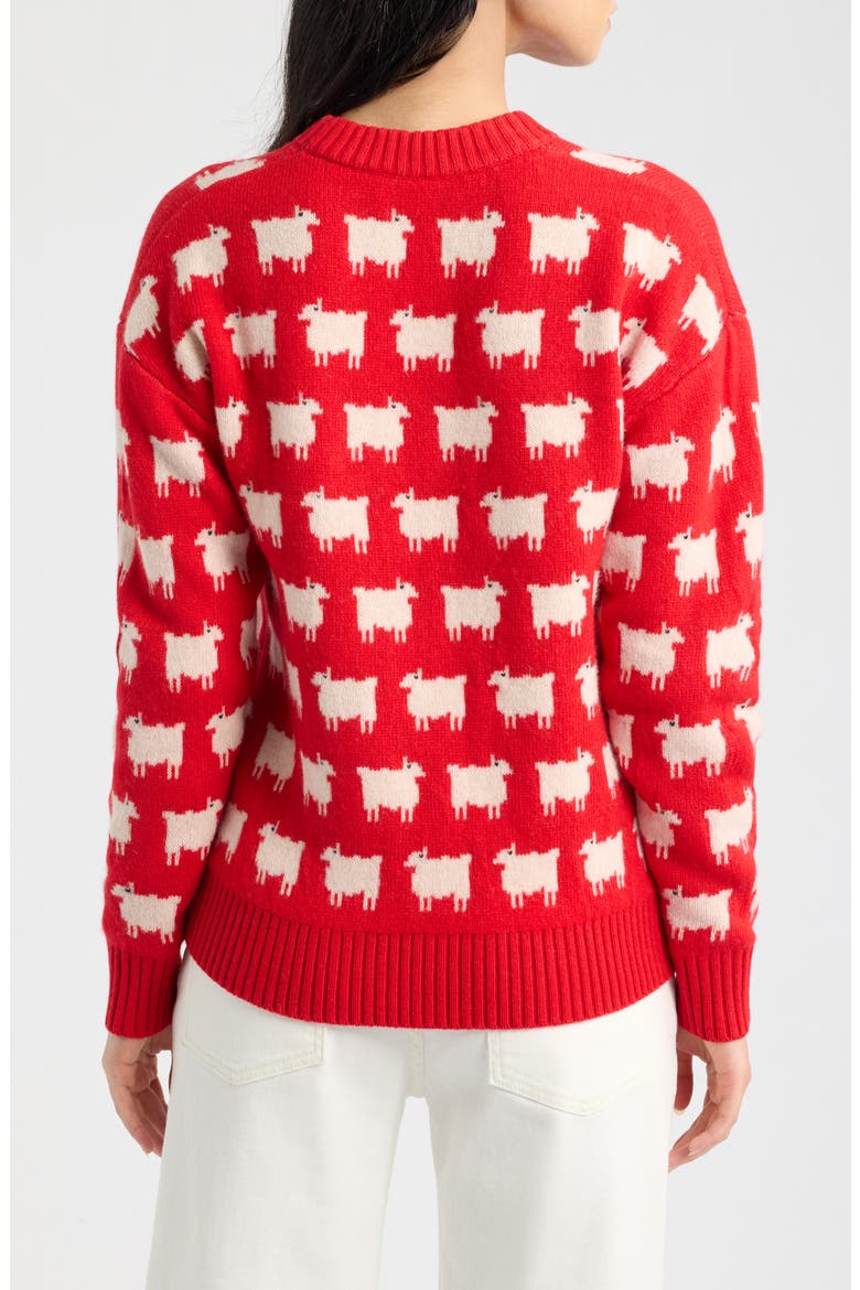 Sheep Wool Crewneck Sweater, Alternate, color, DIANA RED