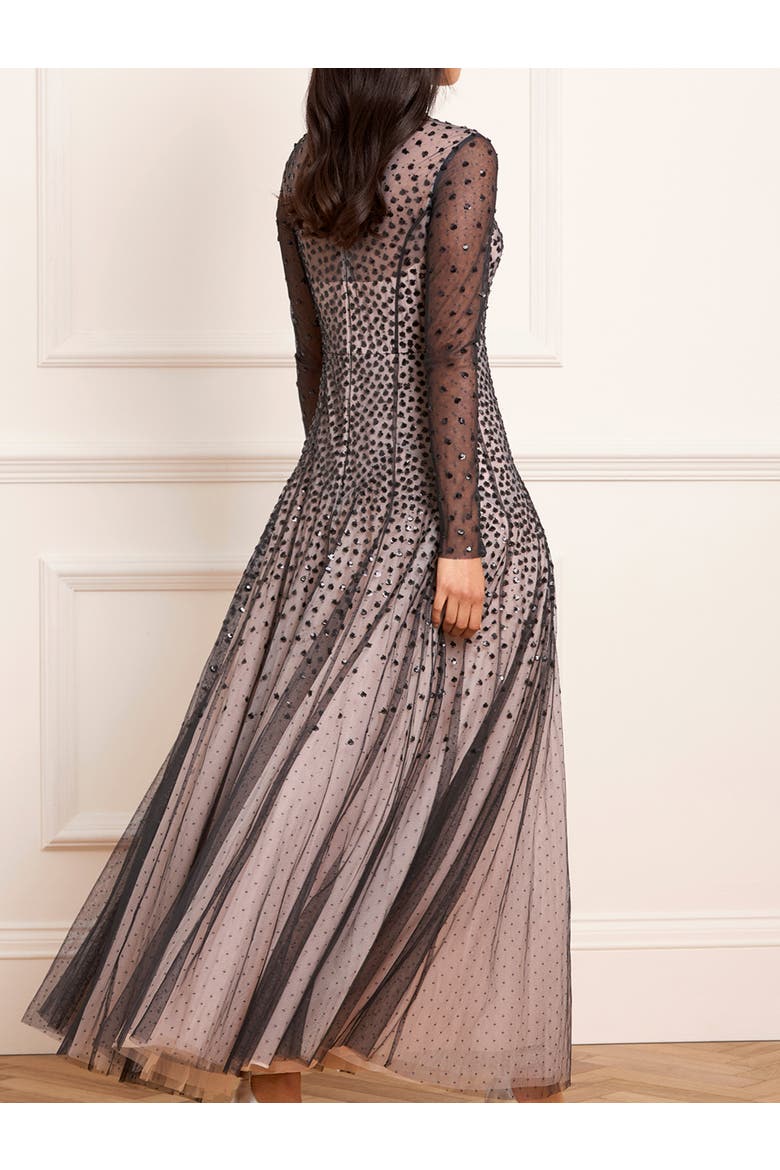Sequin Cascade Round Neck Gown, Alternate, color, Graphite/Opal