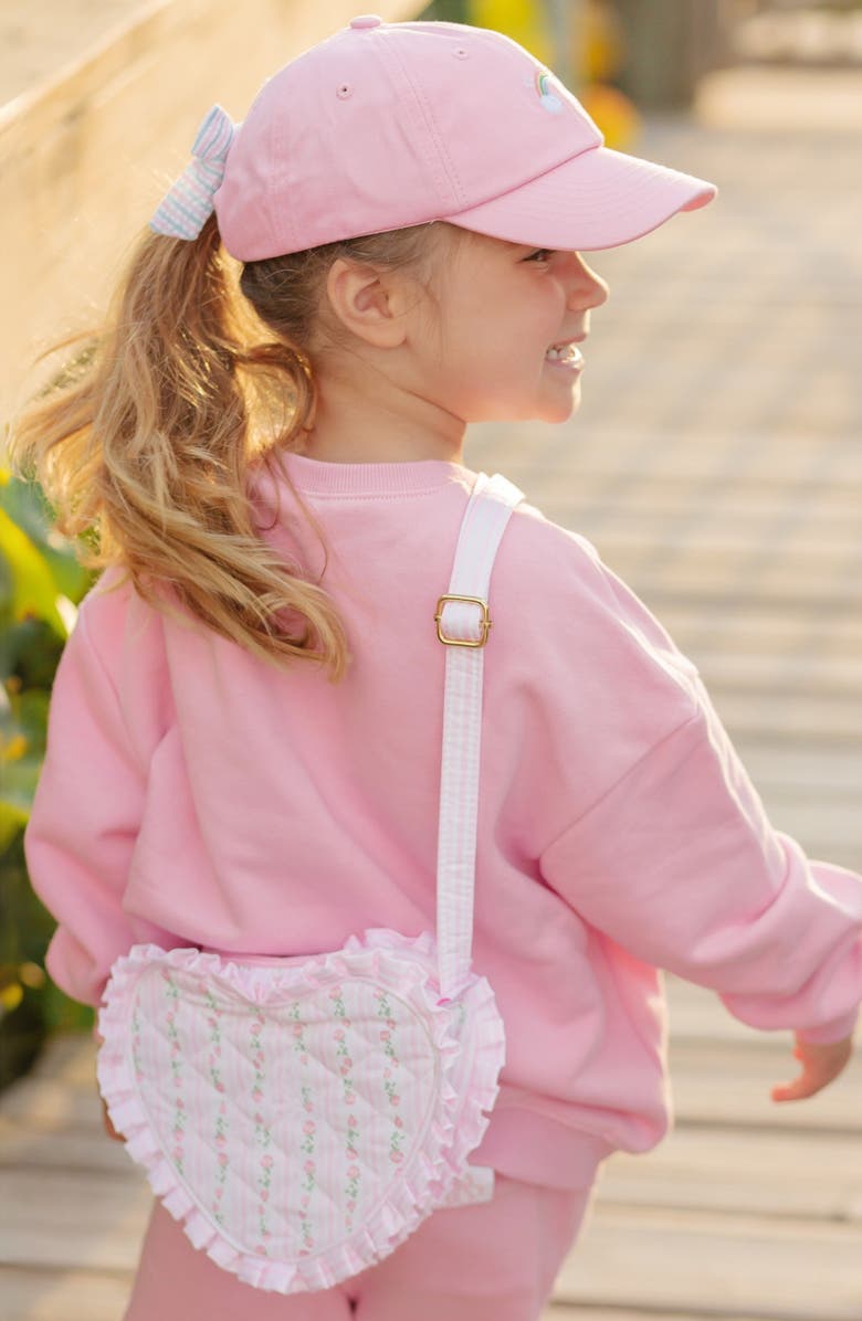 Bits & Bows Floral Ruffle Girls' Heart Purse, Alternate, color, Pink/Green/White