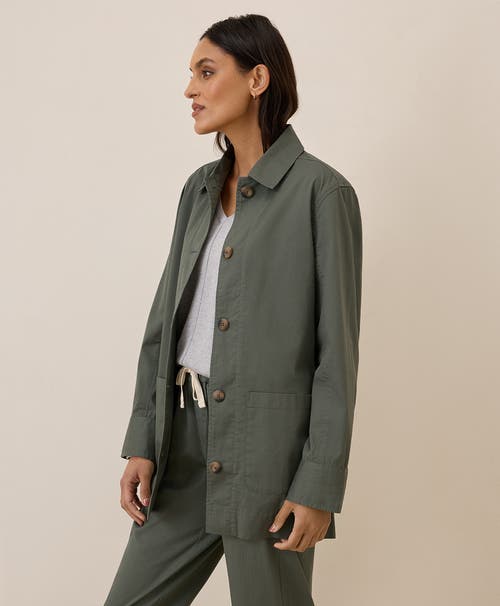 Pact Organic Cotton Daily Twill Oversized Lightweight Jacket In Castor Grey
