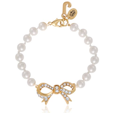 Pearl Bracelet with Pave Bow