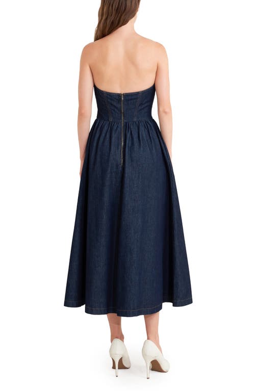 Freemarket Strapless Denim Midi Dress In Blue
