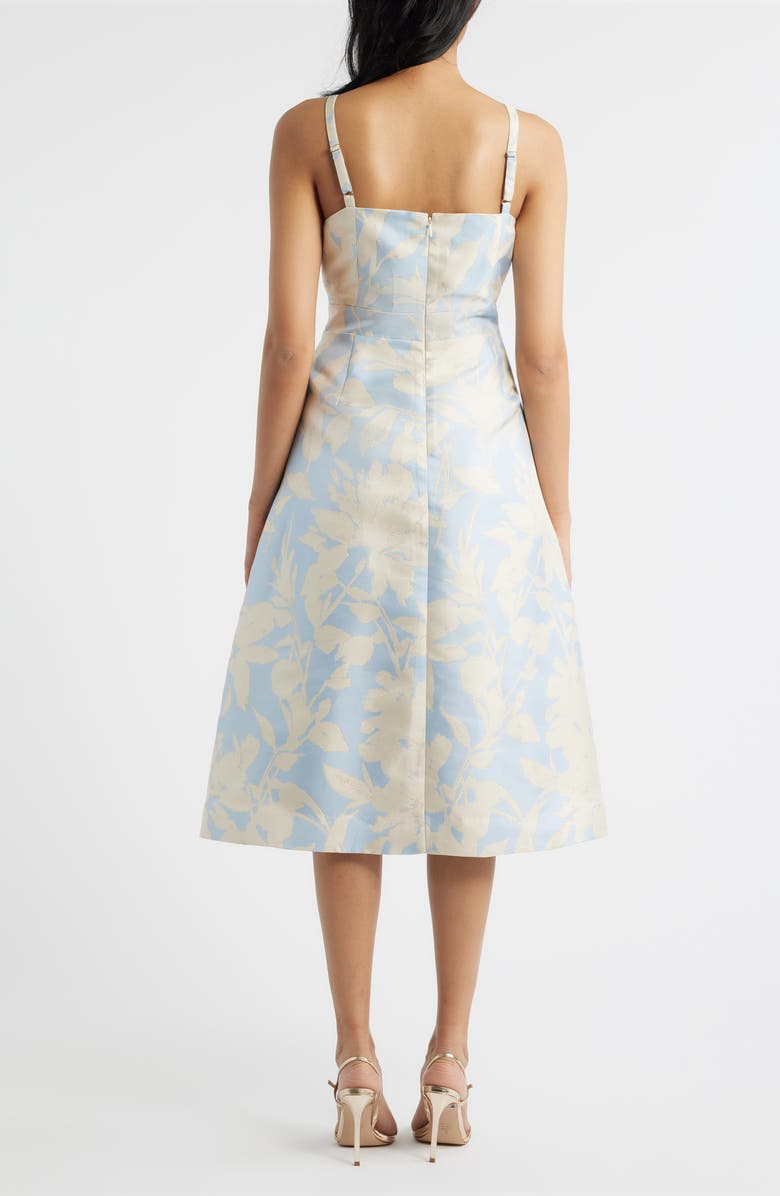 CeCe Metalllic Floral Dress, Alternate, color, Aqua Dusk