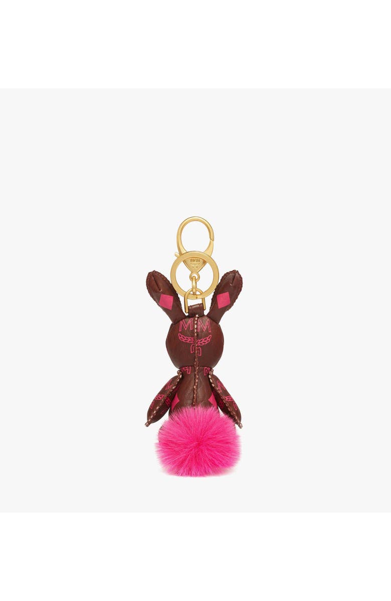 MCM Aren Rabbit Charm in Visetos, Alternate, color, Cinnamon
