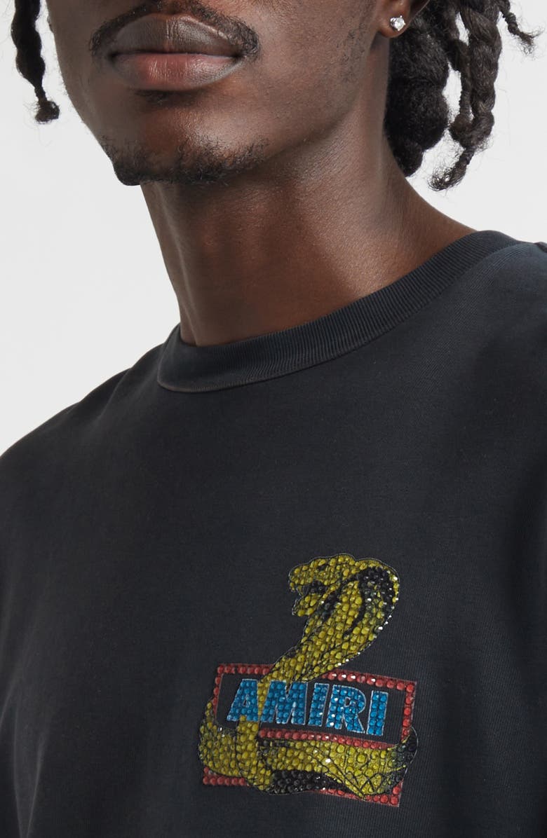 AMIRI Crystal Cobra Oversize Graphic T-Shirt, Alternate, color, Black