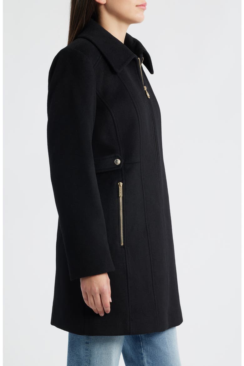 Front Zip Wool Blend Coat, Alternate, color, BLACK