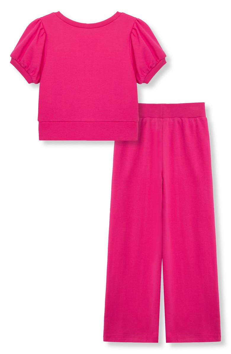 Habitual Kids Kids' Twisted Top & Wide Leg Pants Set, Alternate, color, Dark Pink