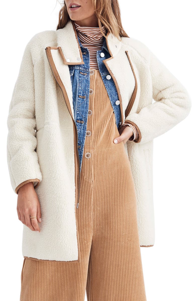 Madewell Faux Shearling Cocoon Coat, Main, color,