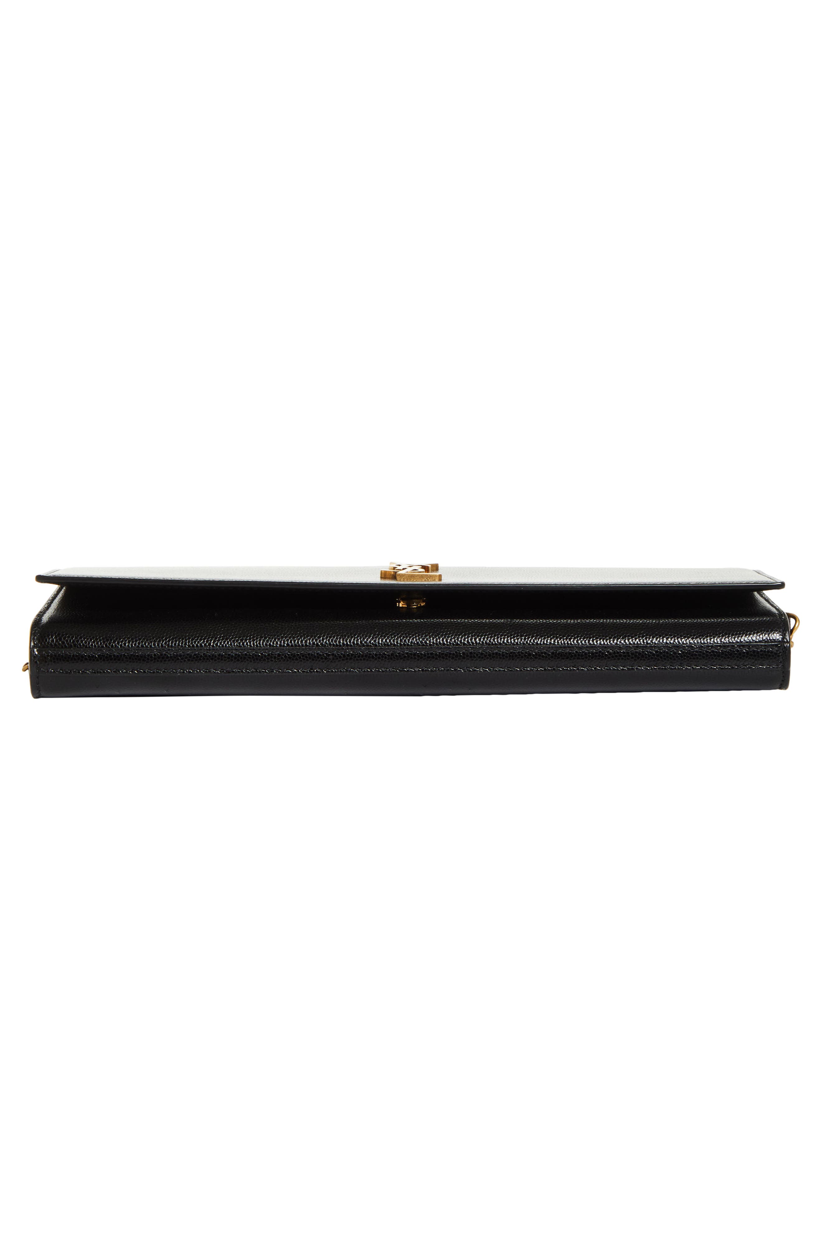 Saint Laurent Kate Leather Clutch on a Chain, Alternate, color, Noir
