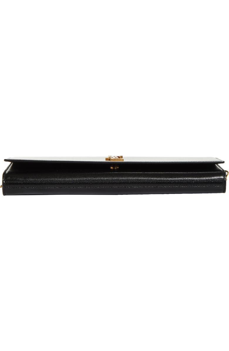 Saint Laurent Kate Leather Clutch on a Chain, Alternate, color, Noir