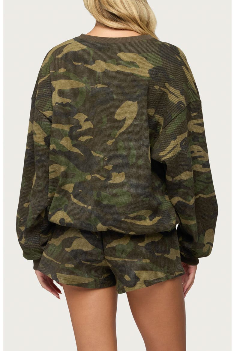 Baila Camo Waffle Knit Henley, Alternate, color, MIX