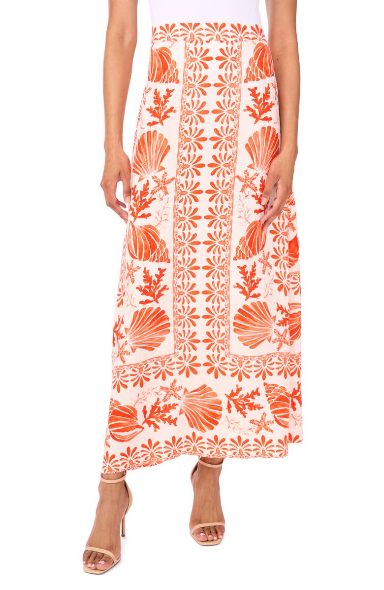 Vince Camuto Printed Maxi Skirt, Main, color, Raidant Red Shell Print