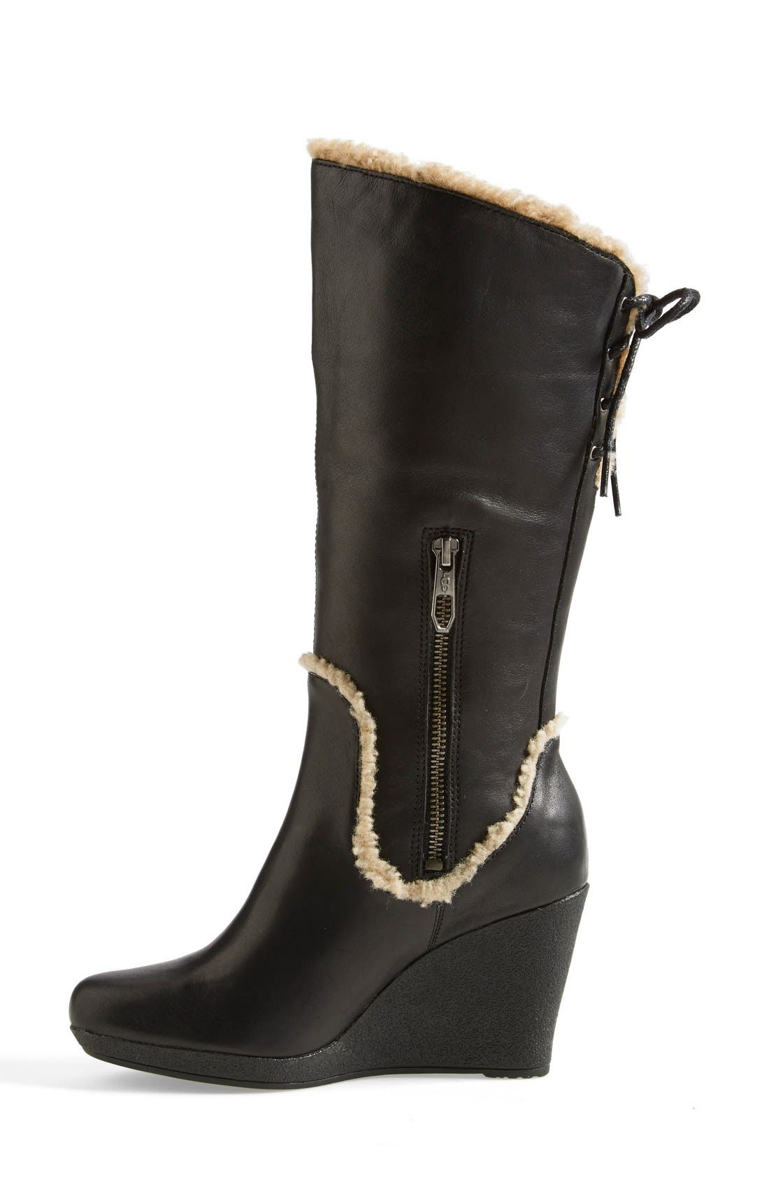 Australia 'Emilie' Wedge Boot, Alternate, color, BLACK