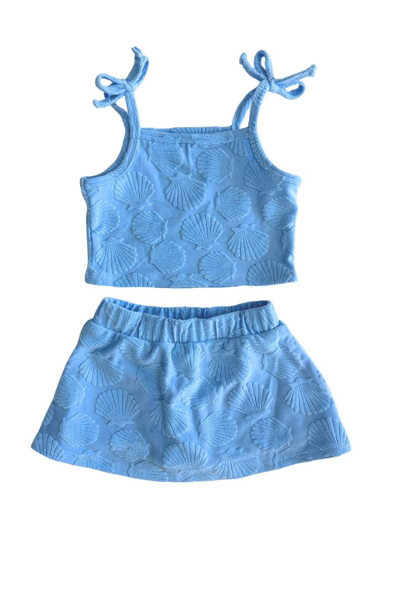 Seashell Terry Tank Skort Set, Main, color, Blue Seashell