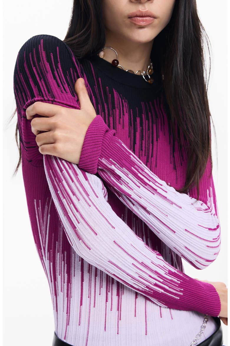 Ombré Long-Sleeve Sweater Dress, Alternate, color, PINK