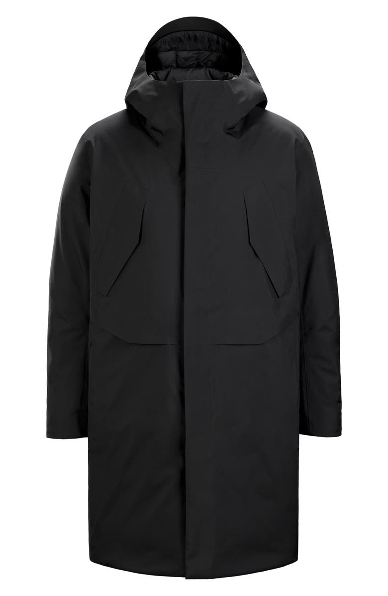 Veilance Sorin Hooded Waterproof Down Parka, Alternate, color, Black
