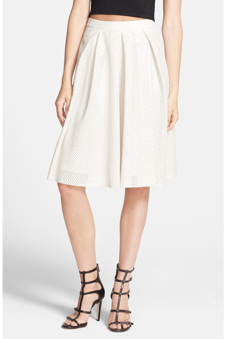 ASTR Perforated Faux Leather Midi Skirt, Main, color, WHITE