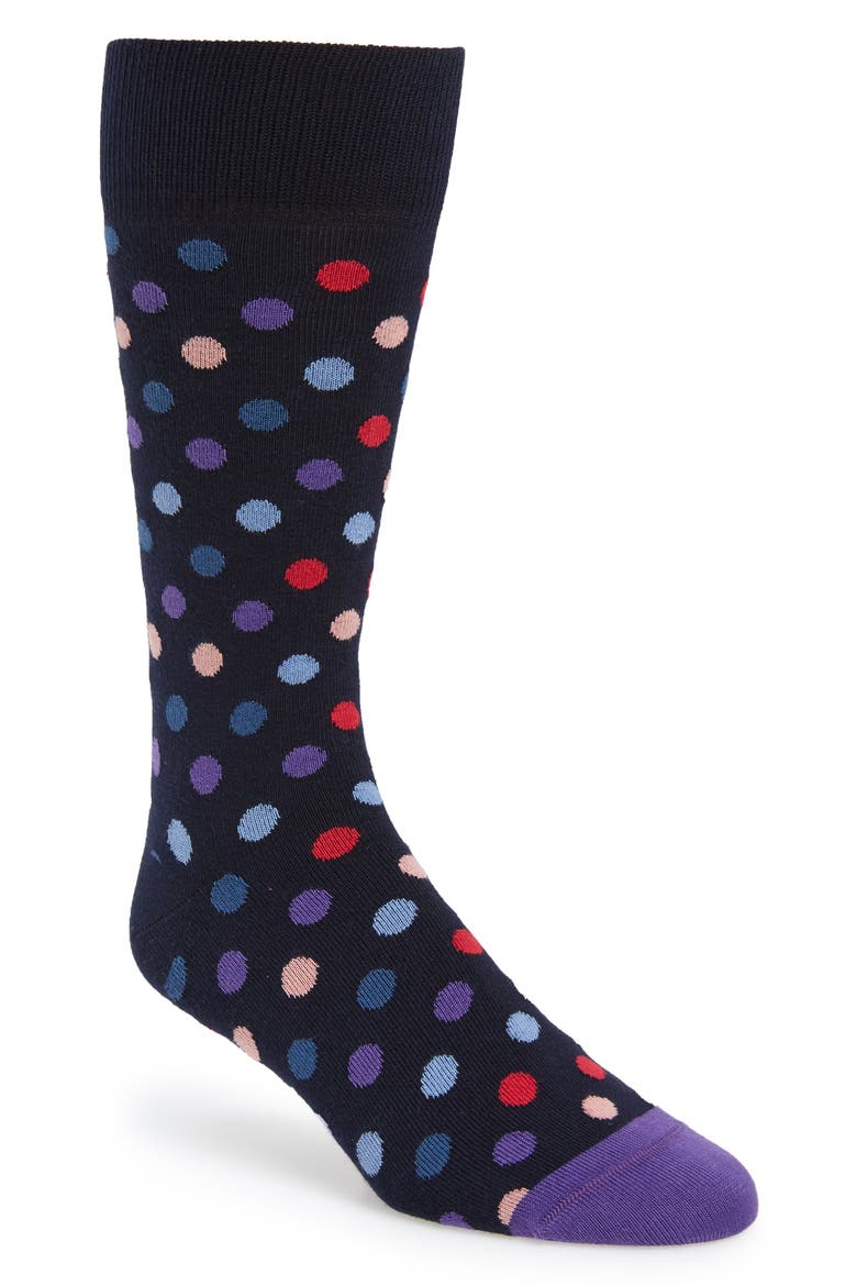 Kool Dot Socks, Main, color, NAVY MULTI