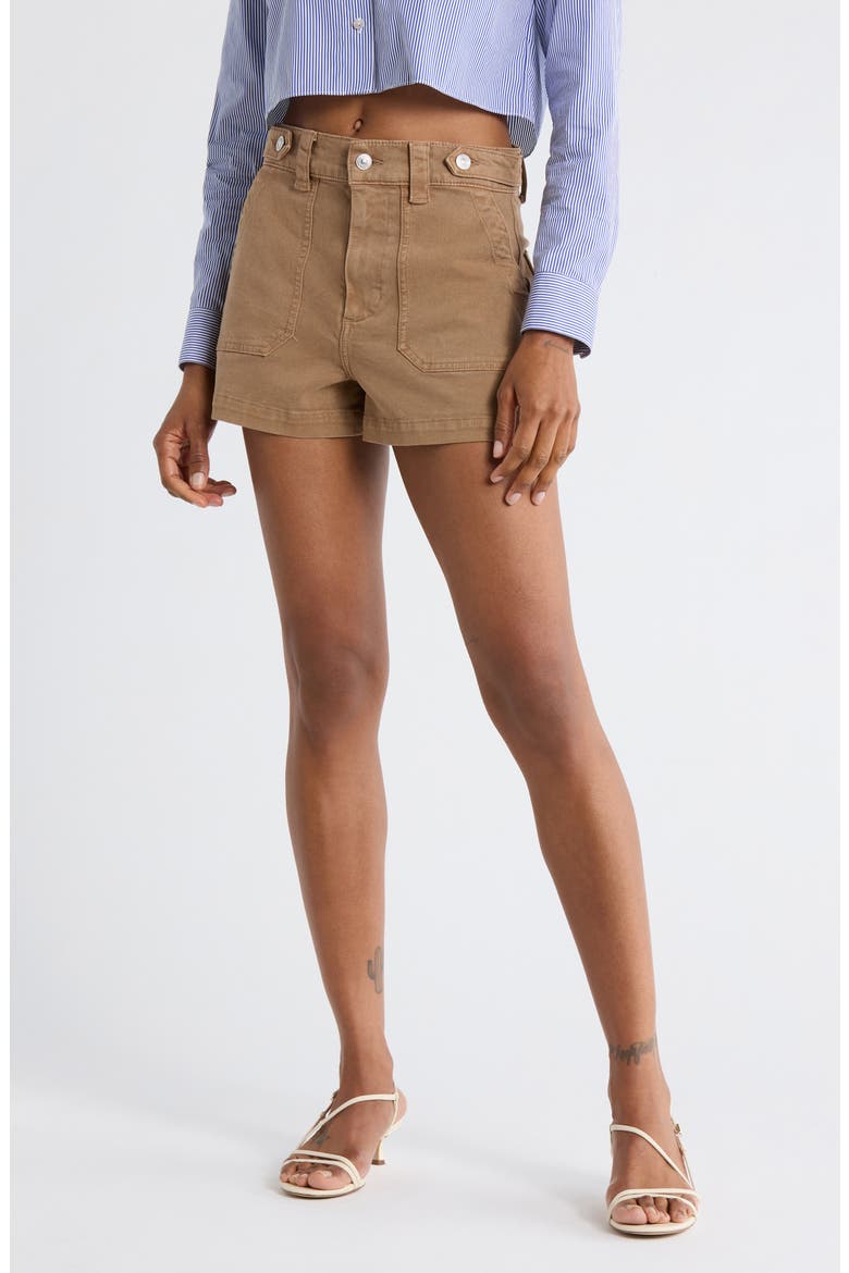 Anessa Button Tab Denim Shorts, Main, color, VINTAGE CANEWOOD