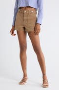 PAIGE Anessa Button Tab Denim Shorts