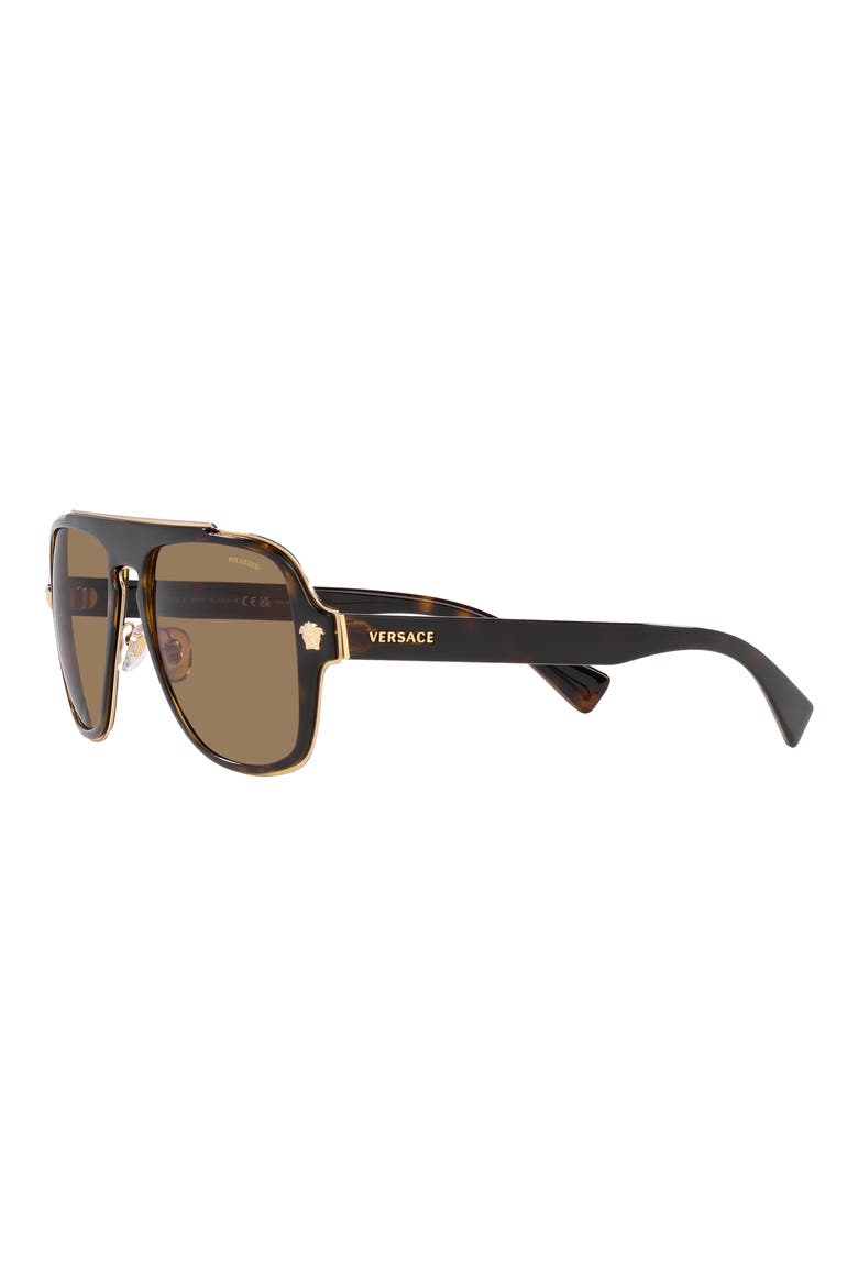 56mm Polarized Aviator Sunglasses, Alternate, color, HAVANA