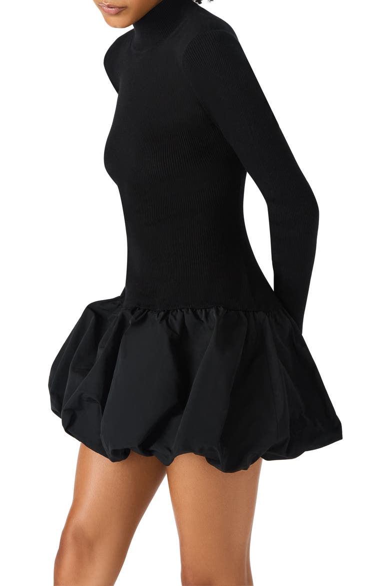 Penna Long Sleeve Bubble Hem Minidress, Alternate, color, BLACK