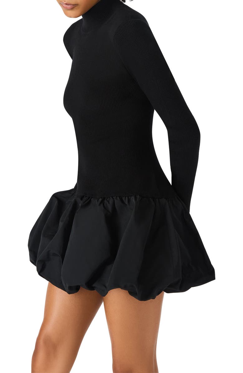 Steve Madden Penna Long Sleeve Bubble Hem Minidress, Alternate, color, Black