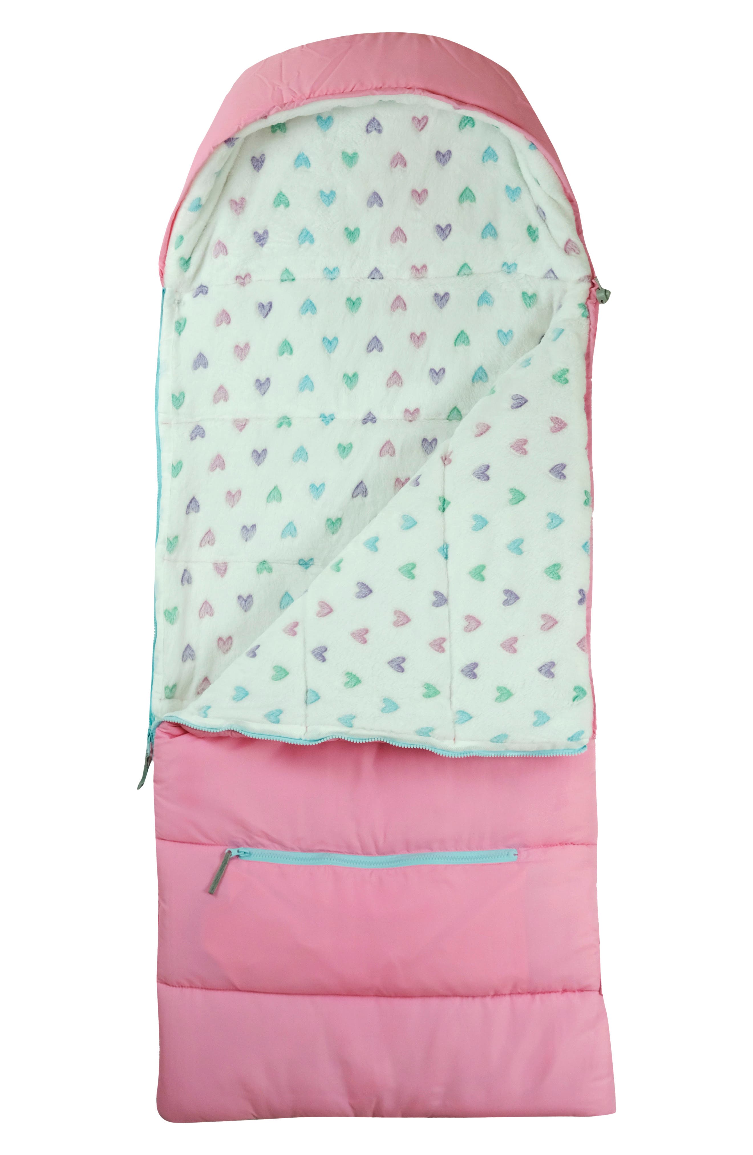 Kids' Sleep-n-Pack Glow in the Dark Sleeping Bag Backpack, Alternate, color, COSMOS PINK