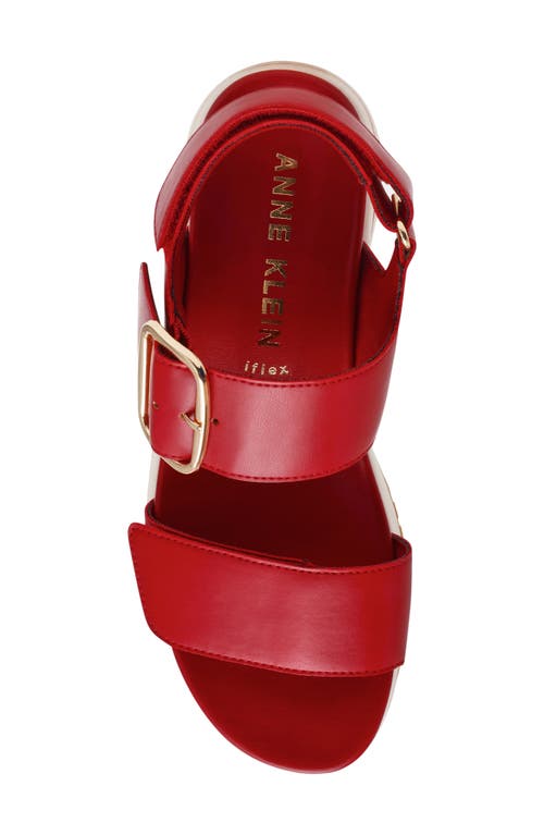 Anne Klein Evanti Ankle Strap Platform Sandal In Red