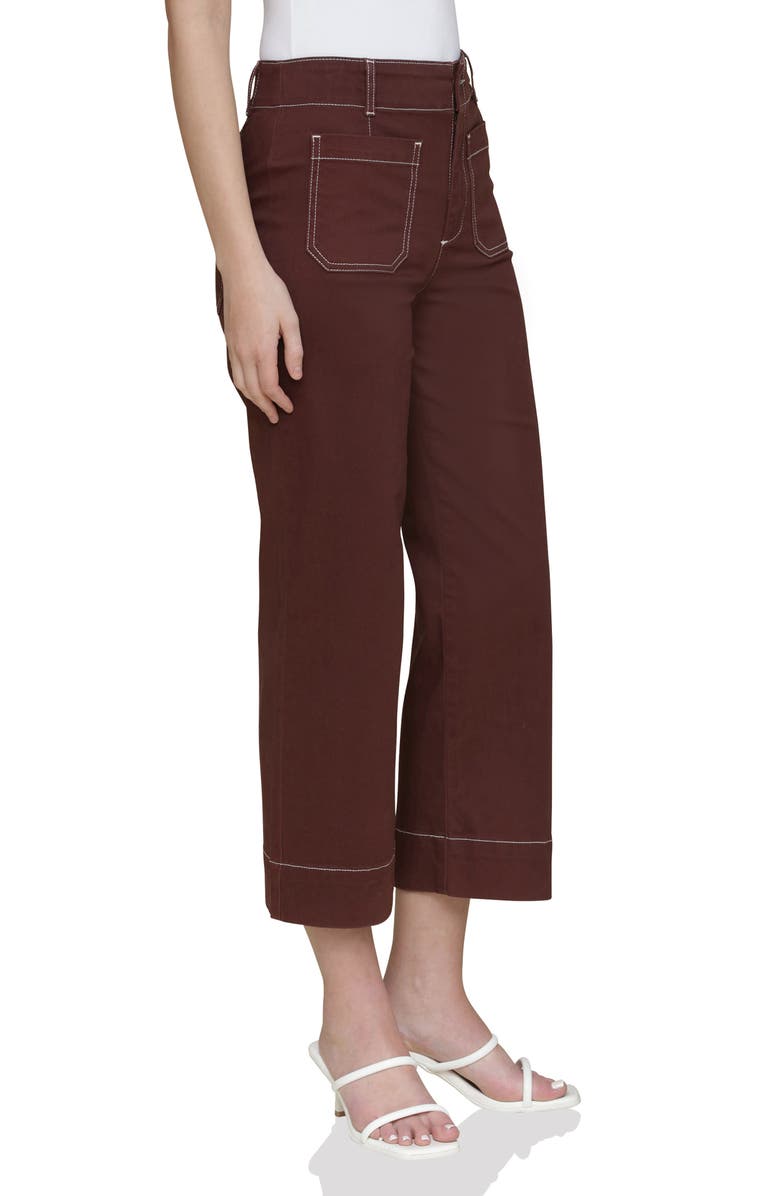 Bagatelle High Waist Wide Leg Crop Pants, Alternate, color, Chocolate