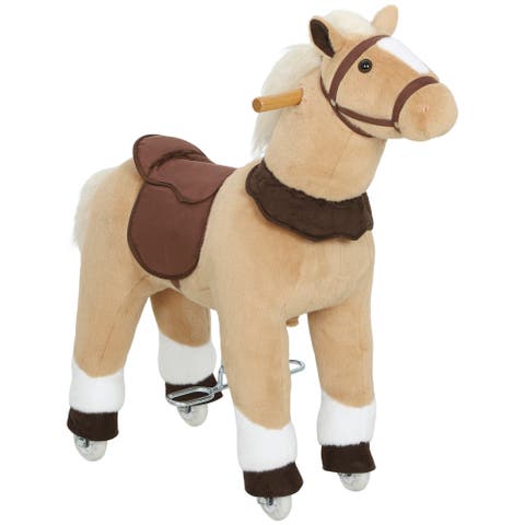 Ride on Horse for Kids Plush Riding Pony Walking Horse Animal with Rolling Wheels for Active Play